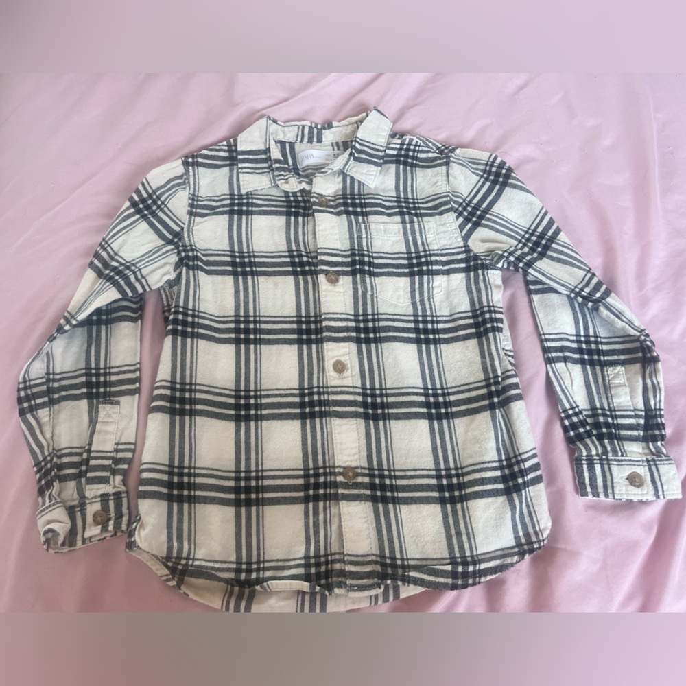Zara Black and White Plaid Shirt